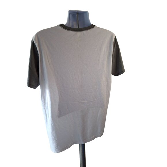 Express Mens TShirt XL White Gray Henley Short Sleeve Logo Gorpcore Classicore - Picture 2 of 6
